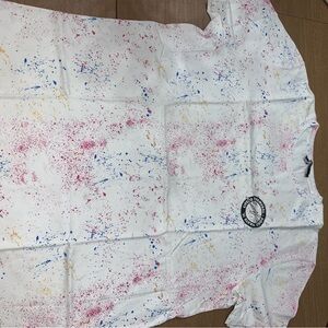 Bershka White Tee with Colorful Splatter